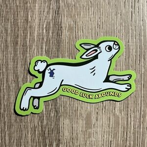 Good Luck Abounds Bunny Sticker - Neon Green Outline